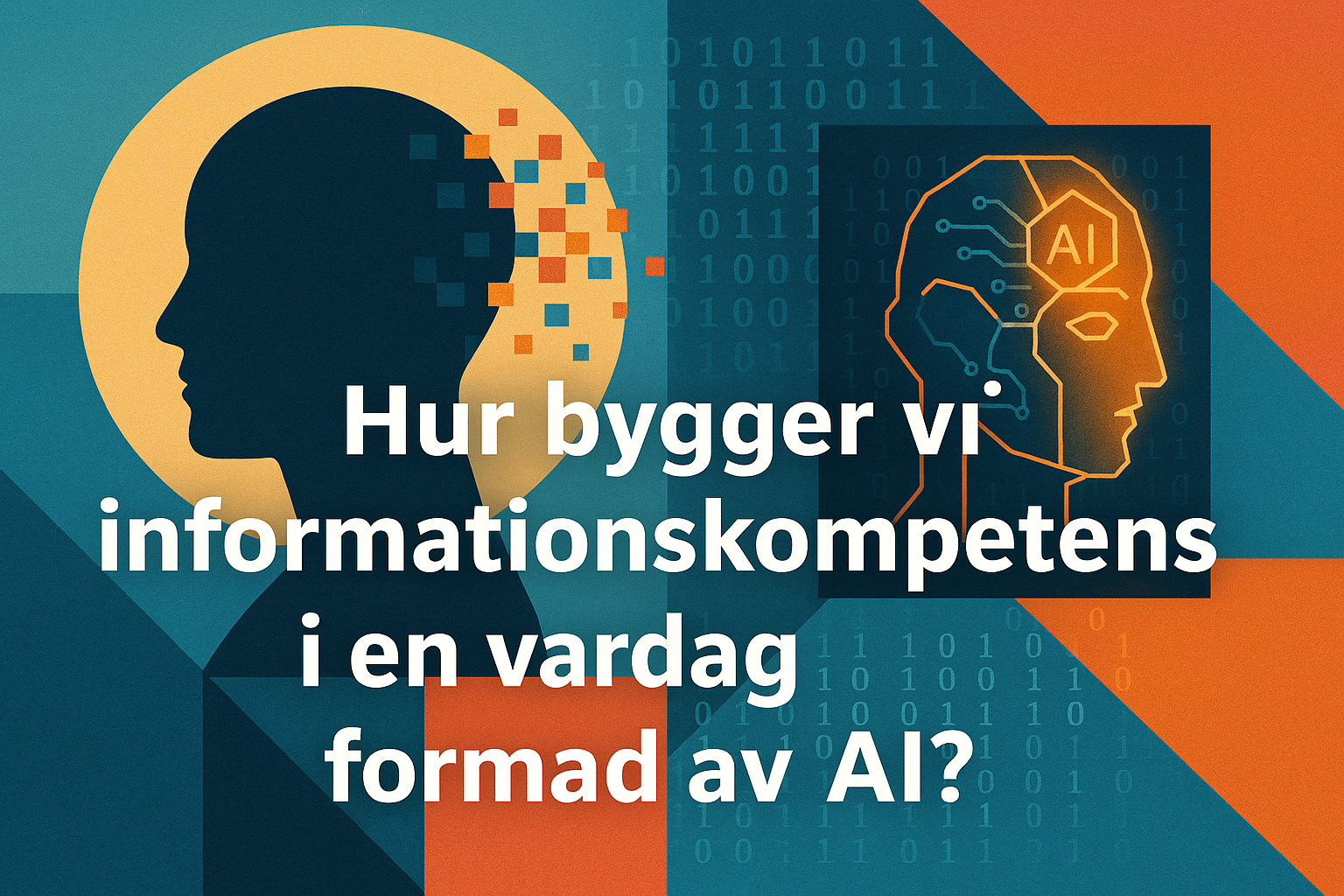 Illustration av huvuden i profil, ettor och nollor och seminariets titel